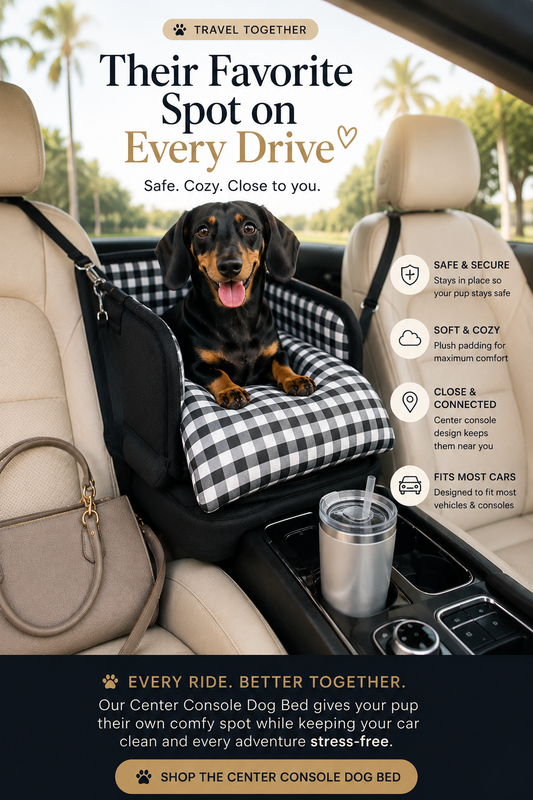Luxury Dog Car Seat Bed |  Secure Center Console Pet Seat