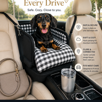 Luxury Dog Car Seat Bed |  Secure Center Console Pet Seat