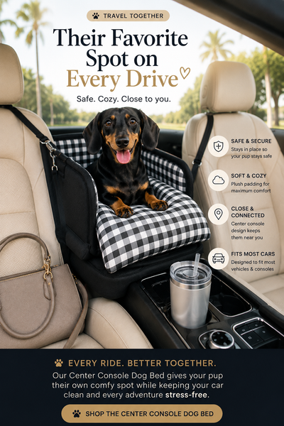 Luxury Dog Car Seat Bed |  Secure Center Console Pet Seat