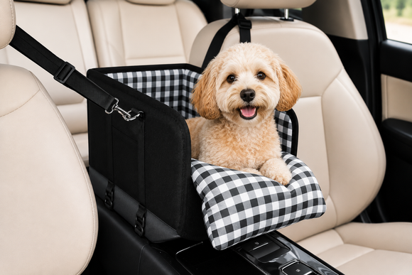 Luxury dog car seat bed in a vehicle